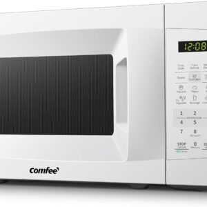 COMFEE’ EM720CPL-PM Countertop Microwave Oven with Sound On/Off, ECO Mode and Easy One-Touch Buttons, 0.7 Cu Ft/700W, Pearl White