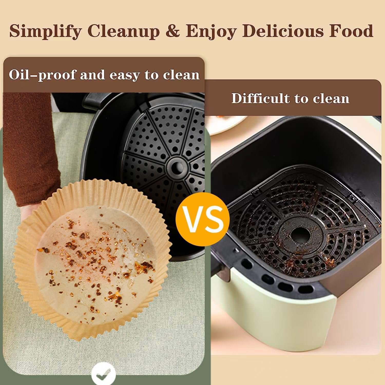 Square Air Fryer Disposable Paper Liner - 8 Inches 100 Pcs Square Shaped, Oil & Water Resistant Parchment Paper Liners, Fit for 5-8 QT Air Fryer, Microwave, Non-Stick Basket and Pans - Image 6