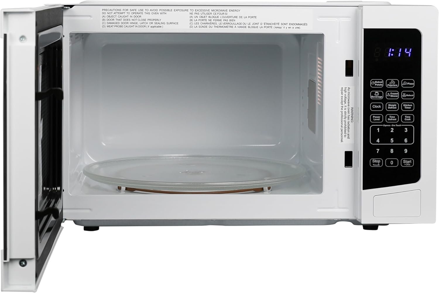 West Bend WBMW110W Microwave Oven 1000-Watts Compact with 6 Pre Cooking Settings, Time and Weight Defrost, Electronic Control Panel and Glass Turntable, White - Image 9