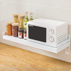 Adjustable Microwave Stand – Space-Saving Wall-Mounted Rack for Kitchen Storage, Versatile Microwave Oven Shelf, Sturdy and Efficient Microwave Rack for Small Spaces