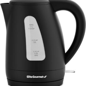Elite Gourmet EKT8690 1.7L Electric Tea Kettle 1500W Hot Water Heater Boiler BPA-Free, Fast Boil, Water Level Window and Auto Shut-Off, Black