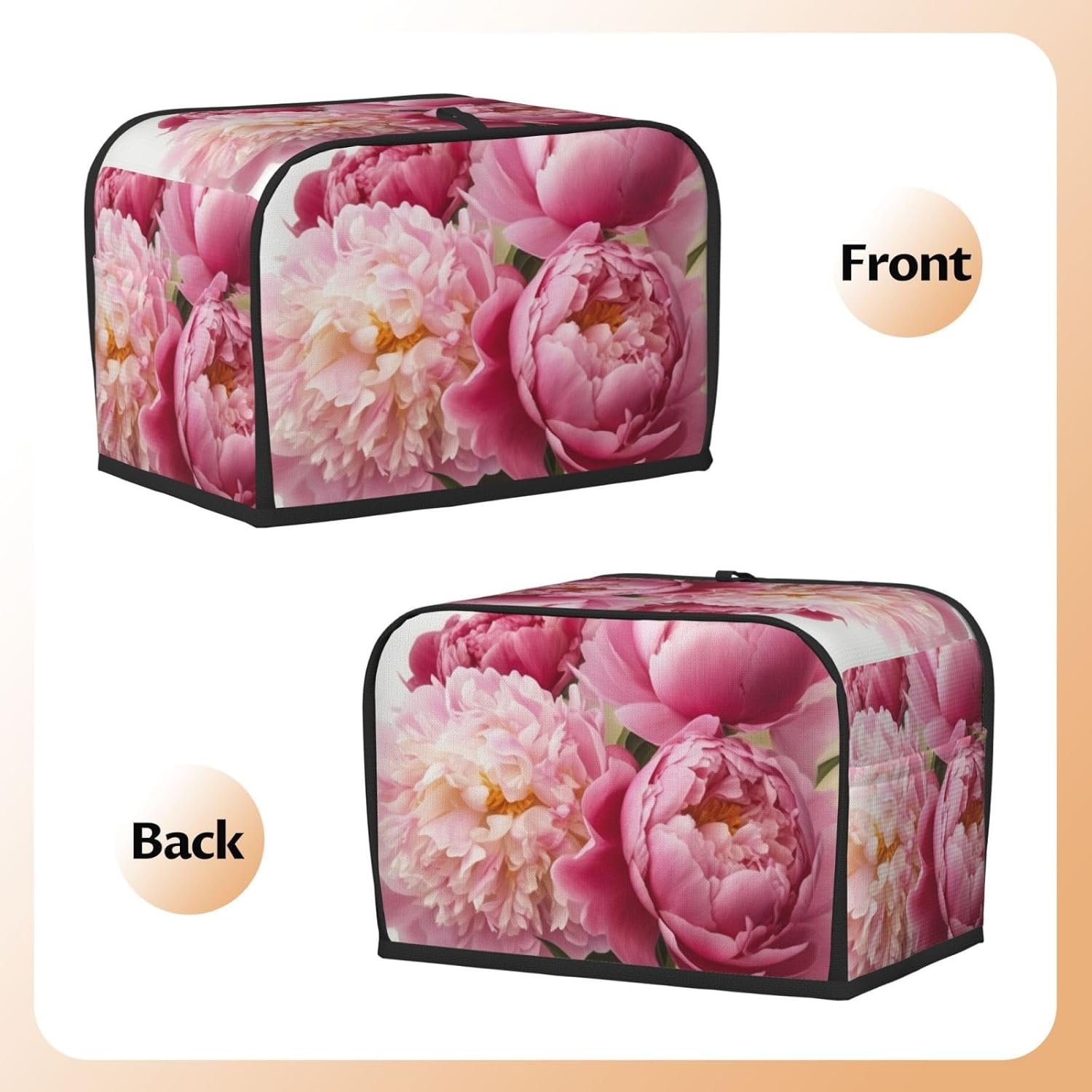 Peony Flowers Blossom 2 Slice Toaster Covers Quilted Bread Maker Cover Small Appliance Cover With Handle For Home Table Kitchen Decor - Image 3