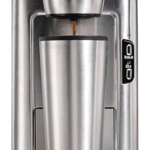 Hamilton Beach The Scoop Single Serve Coffee Maker & Fast Grounds Brewer, Brews in Minutes, 8-14oz. Cups, Stainless Steel
