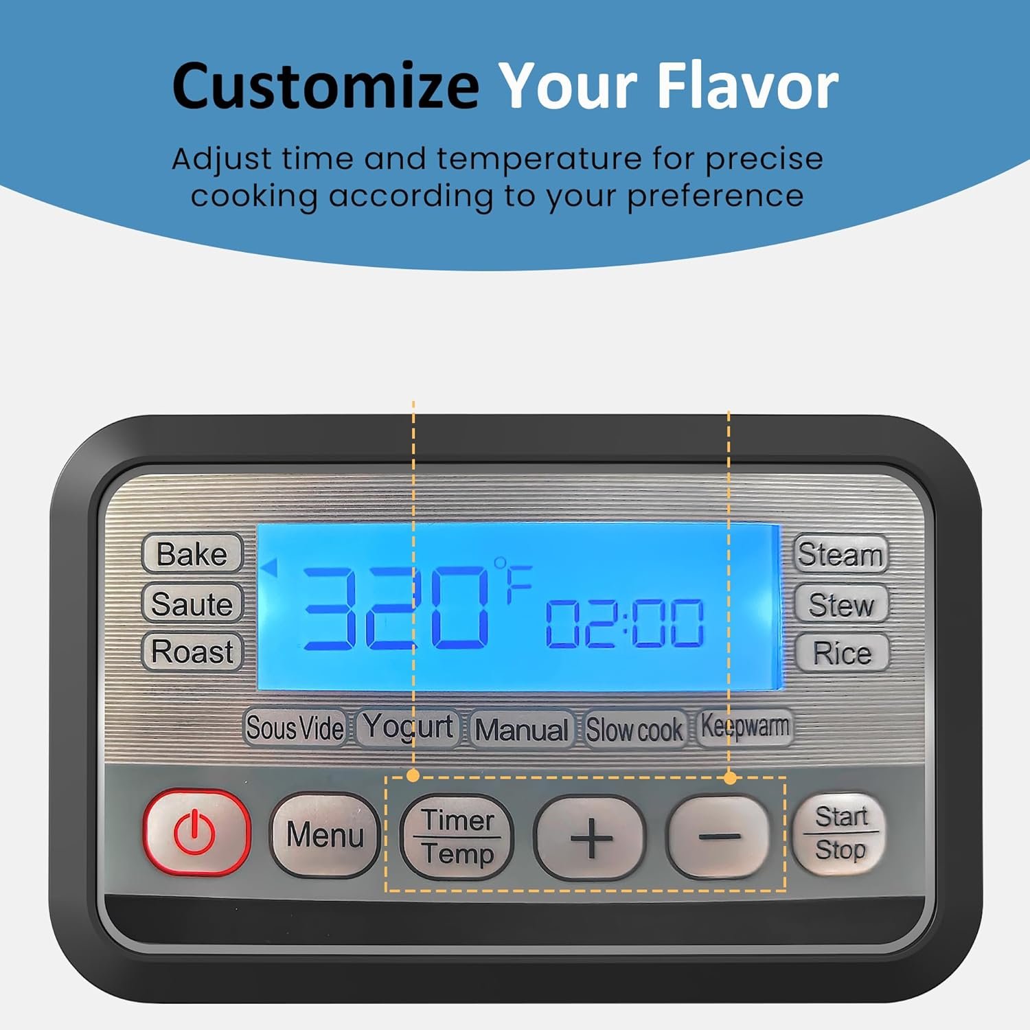 11-in-1 Multicooker, 6.5QT Slow Cooker Roaster Oven, Digital Programmable Multi Functional Pot with Timer, Temp Control, Delay Start, Glass Lid, Removable Nonstick Pot & Roast/Steam Rack - Image 6