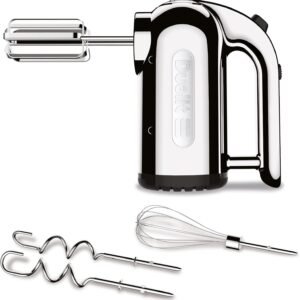 Dualit Hand Mixer – 400W – Strong Grip Handle – Attachments Included – Integral Plug Storage – 4 Speed Settings – Repairable gears – Flat Beaters, Dough Hooks, Balloon Whisk
