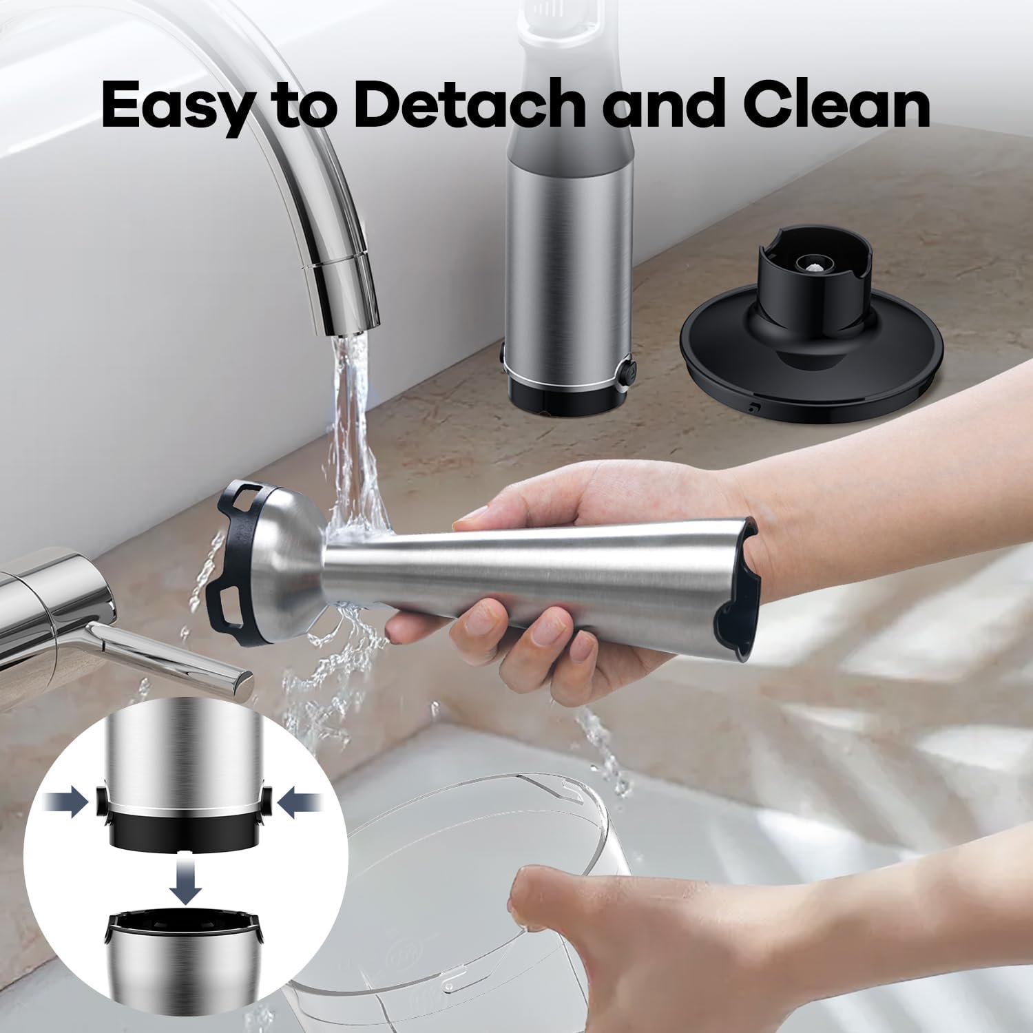 Immersion Hand Blender 5 in 1: 800W Electric Blender Handheld Stick Mixer with Trigger Control Grip, Emulsion Blenders for Kitchen Soup, Mayo, Smoothie and Baby Food, with Chopper, Whisk and Frother - Image 6