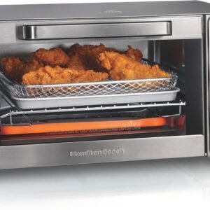 Hamilton Beach Sure-Crisp Air Fryer Toaster Oven Combo, Fits 9” Pizza, 4 Slice Capacity, Powerful Circulation, Auto Shutoff, Stainless Steel (31403)