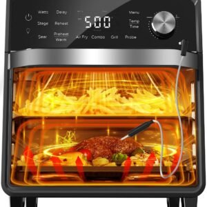Nuwave Plug-In Grill Air Fryer Oven Combo w/Sheath Heaters, Authentic Char Flavor, 2024 New Convection System, 2X More Even, 100 Presets, Smarter Probe, 50-550°F, Stainless Steel