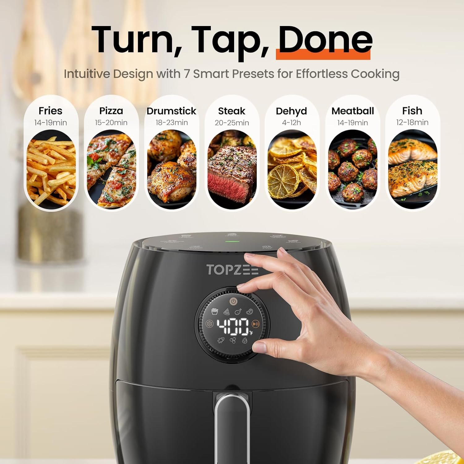 2.1Qt Small Air Fryer - Compact Digital Mini Airfryer with 7-in-1 Presets, 98% Less Oil, Adjustable Temperature & Timer, Shake Reminder, Nonstick, BPA-Free, Dishwasher Safe, Fast & Crispy Cooking - Image 2