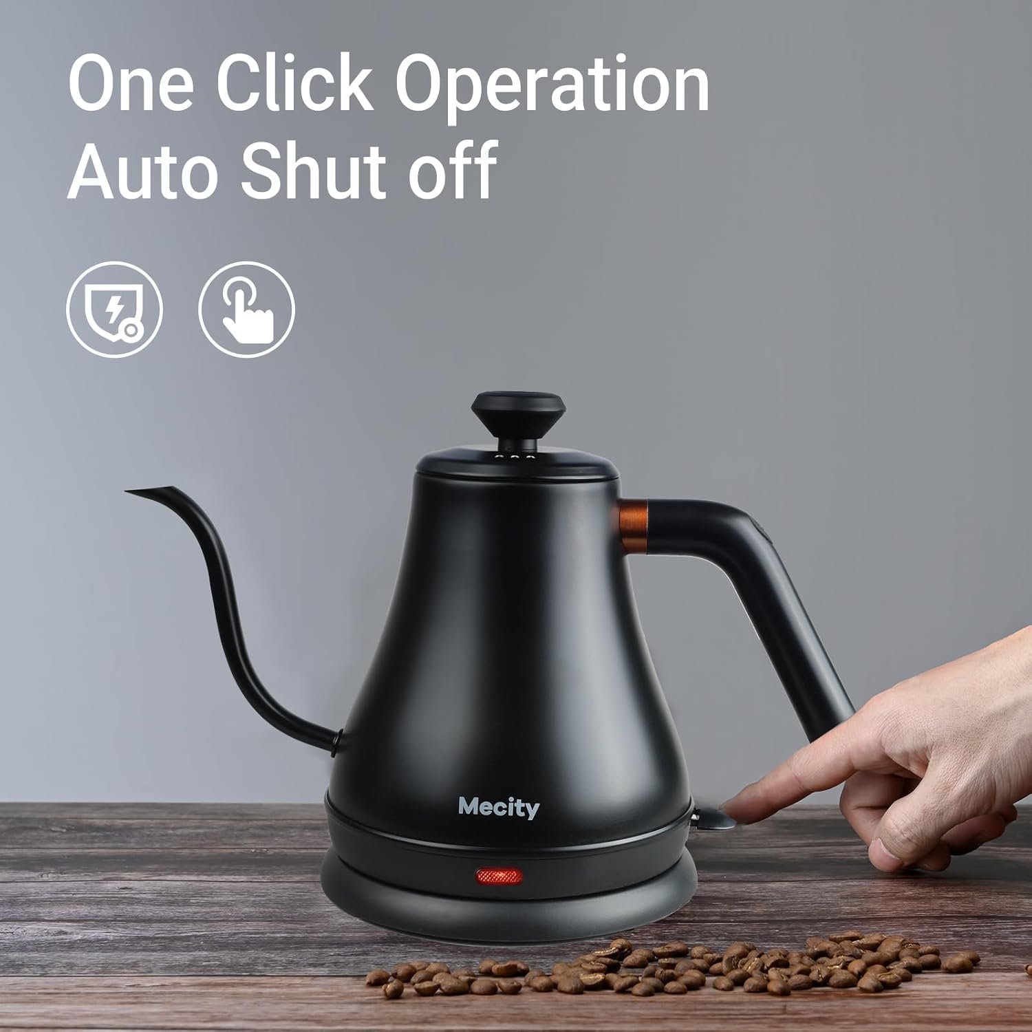 Mecity Electric Kettle Gooseneck Water Kettle Stainless Steel Tea Kettle Water Boiler Fast Heating, Auto Shut Off, 27 fl oz, 1000W, Matte Black - Image 4