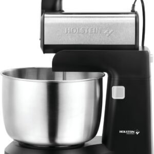 Holstein Housewares 5-Speed Hand and Stand Mixer, 250W Power with LED Light, Black and Stainless Steel – Versatile Mixer for Baking, Whipping, and More