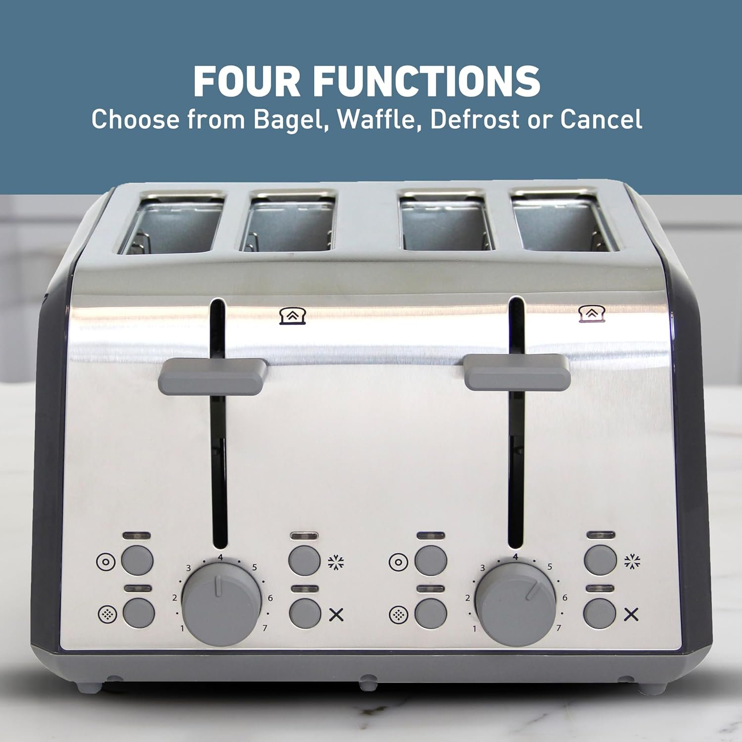 West Bend Toaster 4 Slice Extra-Wide and Deep Slots with 4 Functions and 7 Shade Settings Ultimate Toast Lift Lever and Removable Crumb Tray, 1500-Watts, Black - Image 5