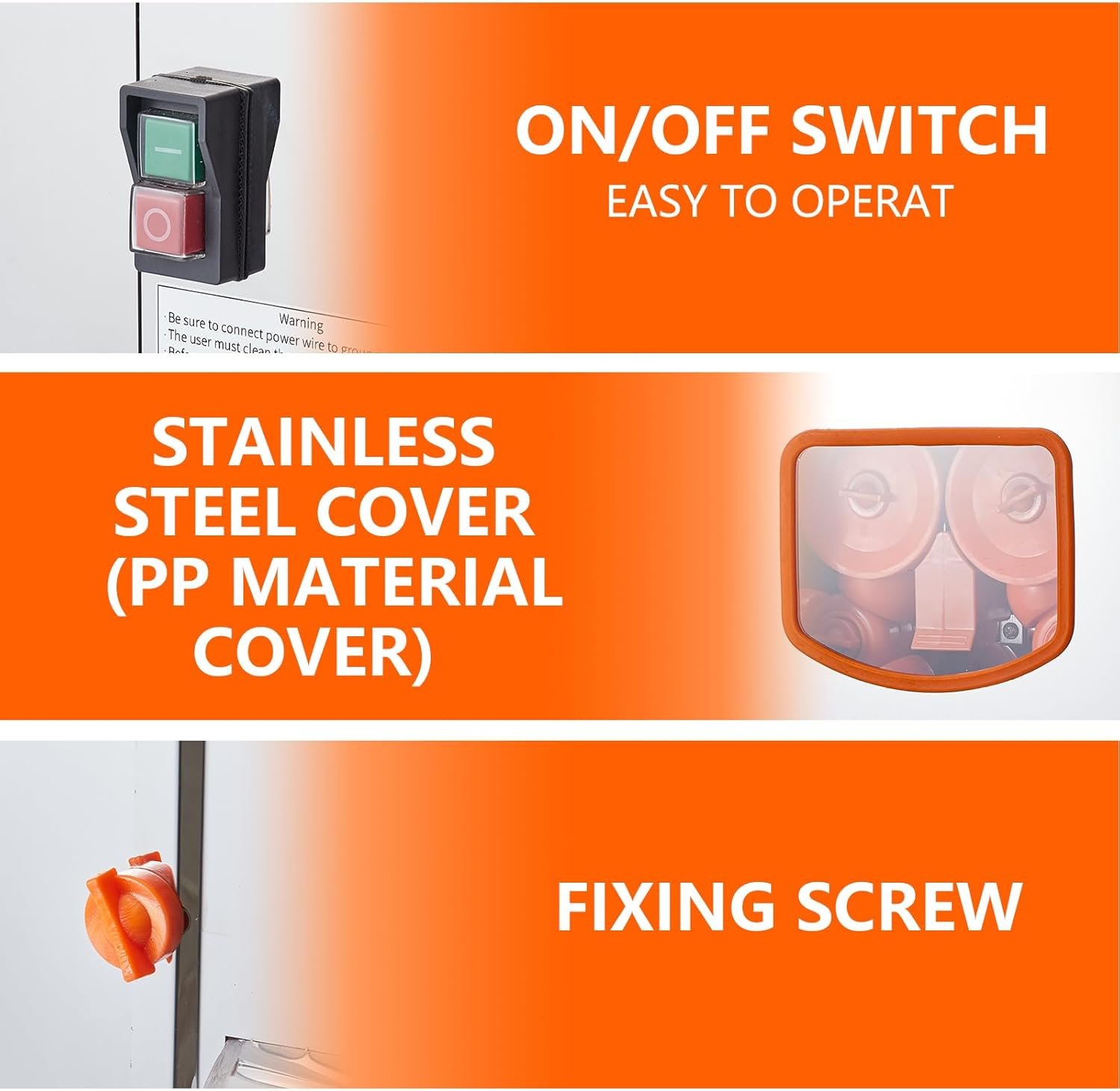 Commercial Juicer Machine, 110V Juice Extractor, 120W Orange Squeezer for 22-30 per Minute, Electric Orange Juice Machine with Pull-Out Filter Box SUS 304 Tank Stainless Cover and 2 Collecting Buckets - Image 3