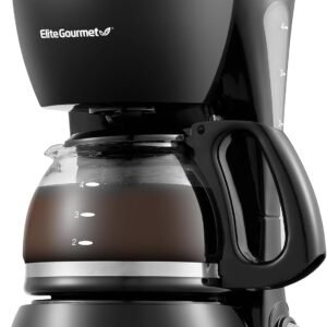 Elite Gourmet EHC4128 Automatic 4-Cup Brew & Drip Coffee Maker with Pause N Serve, Glass Carafe, Reusable Filter, On/Off Switch, Keep Warm, Water Level Indicator, Black