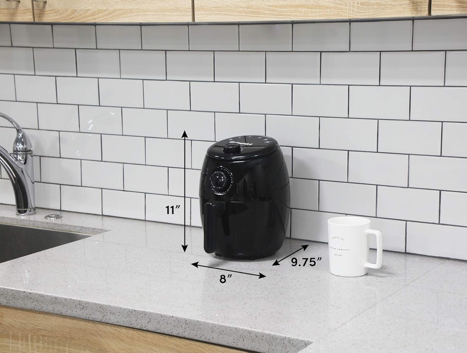 Elite Gourmet EAF-0201 Personal Compact Space Saving Electric Hot Air Fryer Oil-Less Healthy Cooker, Timer & Temperature Controls, 1000W, 2.1 Quart, Black - Image 7