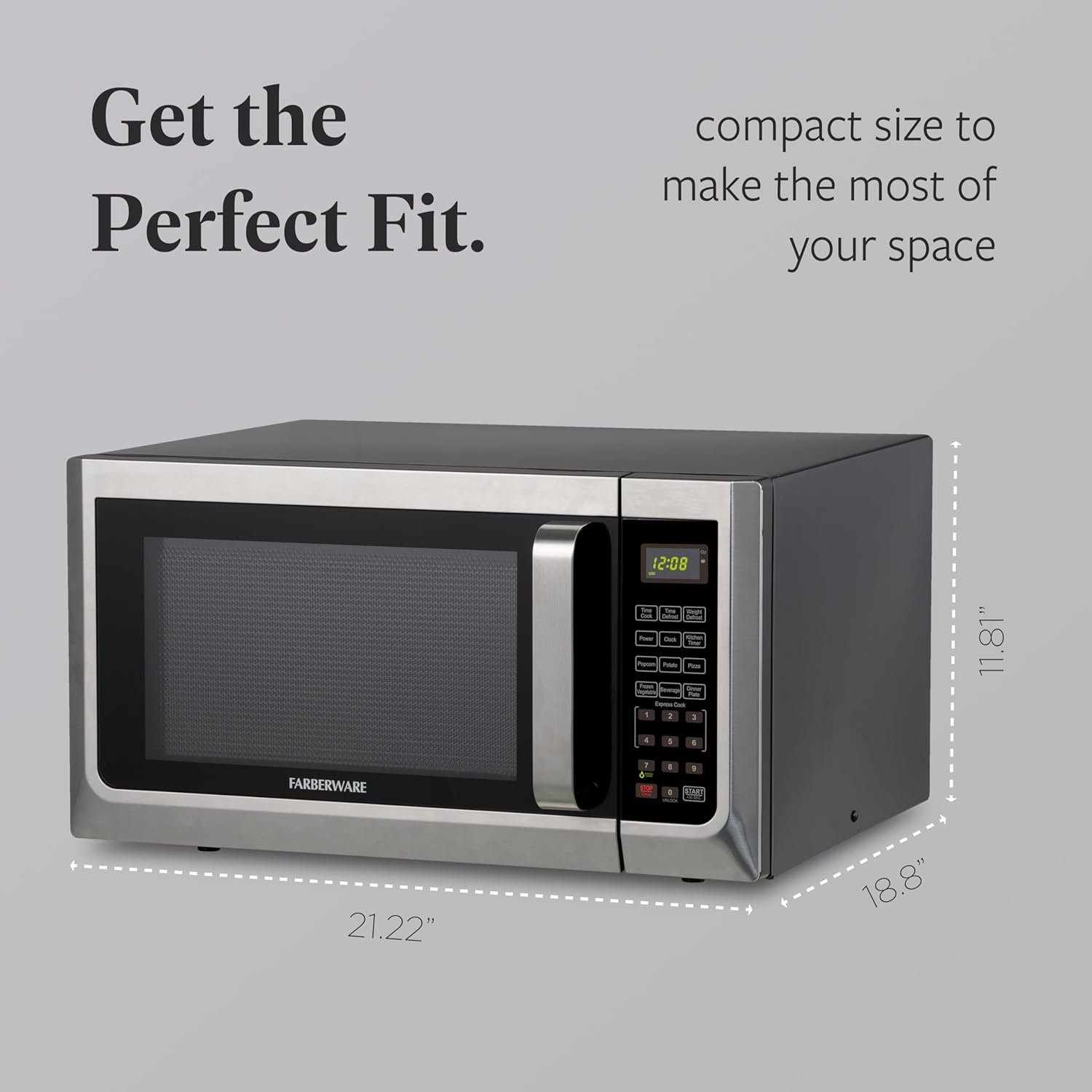 Farberware Countertop Microwave 1100 Watts, 1.3 cu ft - Microwave Oven With LED Lighting and Child Lock - Perfect for Apartments and Dorms - Easy Clean Stainless Steel - Image 4