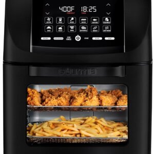 Gourmia Air Fryer Toaster Oven Combo – All-in-One 14-Quart Digital Air Fryer Toaster Oven with Rotisserie & Dehydrator – 12 Presets, Guided Cooking Prompts, 1750W, Dishwasher-Safe Accessories