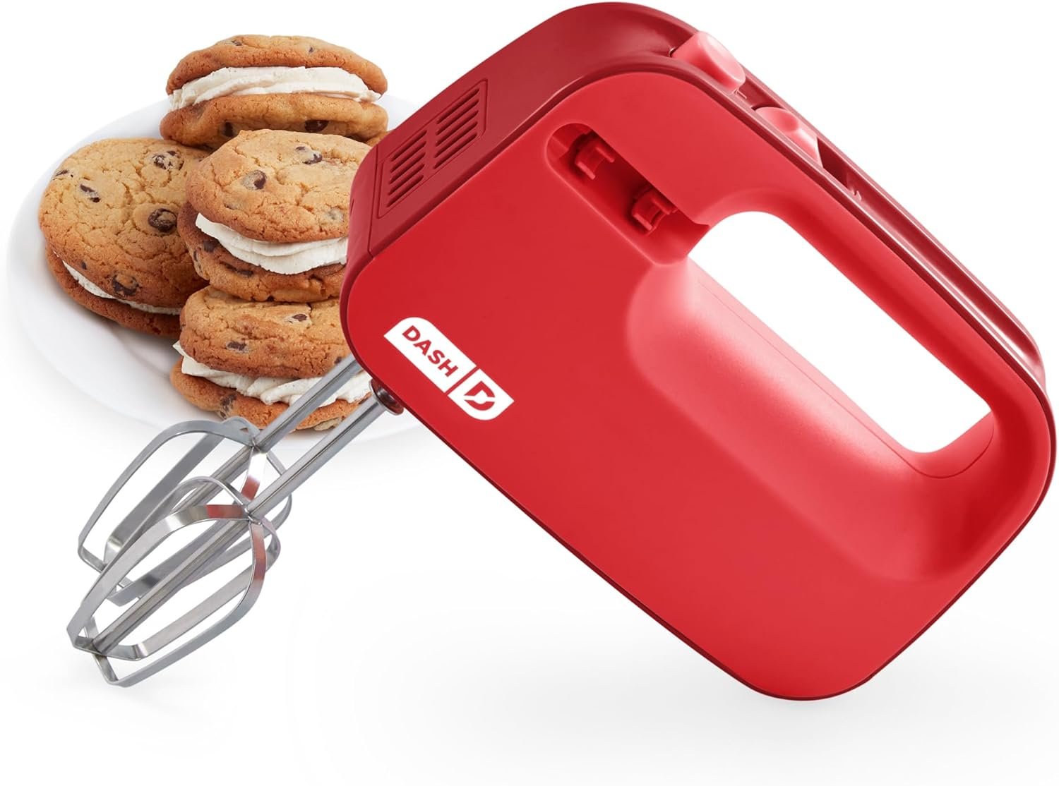 Dash SmartStore™ Compact Hand Mixer Electric for Whipping + Mixing Cookies, Brownies, Cakes, Dough, Batters, Meringues & More, 3 Speed, 150-Watt - Red - Image 2