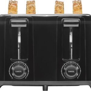 Proctor Silex 4 Slice Toaster with Extra Wide Slots for Bagels, Cool-Touch Walls, Shade Selector, Toast Boost, Auto Shut-off and Cancel Button, Black (24215PS)