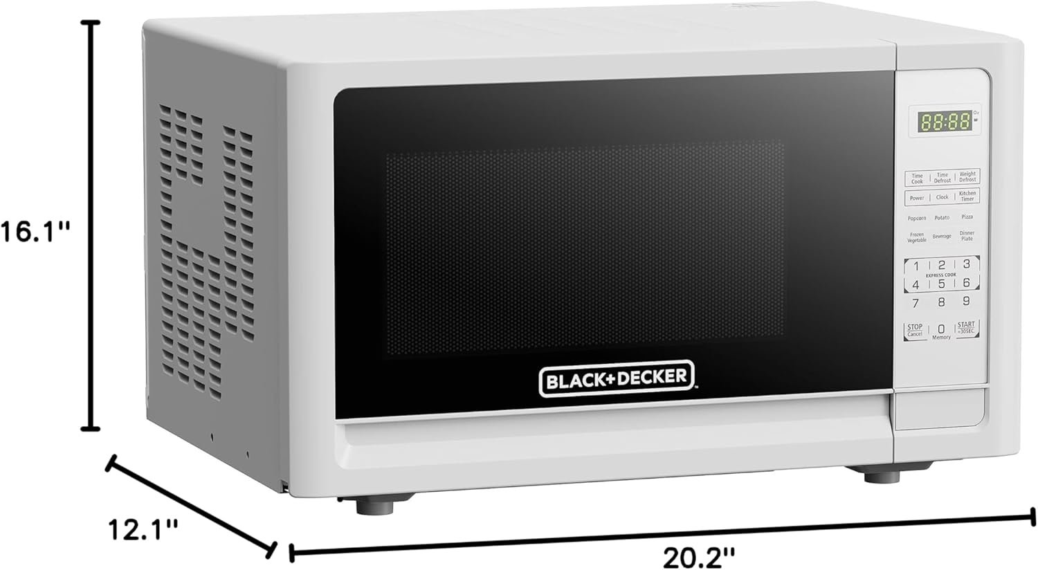 Black+Decker Countertop Microwave Oven, 1.1-Cu. Ft. 1000-Watts, LED Lighting, Child Lock, White - Image 6
