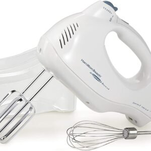 Hamilton Beach Power Deluxe 6-Speed Electric Hand Mixer with Snap-On Storage Case, QuickBurst, Beaters, Whisk, Powerful 250 Watt Motor, Bowl Rest, White (62695V)