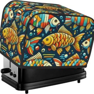2-Slice Toaster Cover Colorful Fish Japan Carp,Polyester Kitchen Appliance Protector