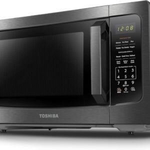 TOSHIBA ML-EM45P(BS) Countertop Microwave Oven with Smart Sensor and Position Memory Turntable, Function, 1.6 Cu.ft 13.6″ Removable Black Stainless Steel, 1200W