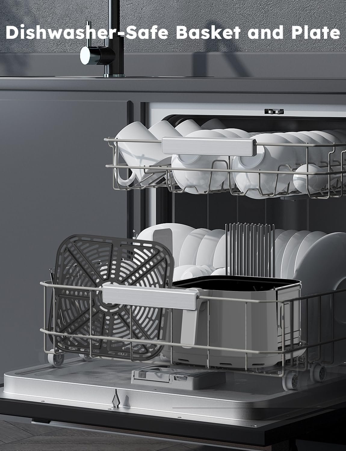 Nuwave Brio Plus 8 Qt Air Fryer, PFAS Free, New & Improved, Digital Touch Screen, Cool White Display, 50°F~400°F in Precise 5°, 5 Cook Functions, 100 Presets & 50 Memory, 3 Wattages 700, 1500, 1800 - Image 7