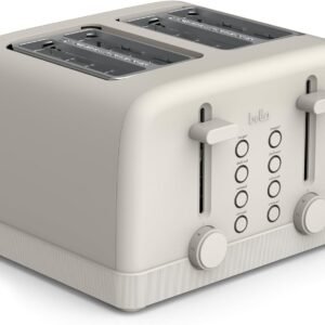 bella 4 Slice Toaster, 6 Setting Shade Control w Reheat, Cancel, Bagel & Defrost Buttons, Removable Crumb Tray, Anti Jam & Auto Shutoff, Auto Centering Guides & Cord Wrap, 1500 Watt, Oatmilk