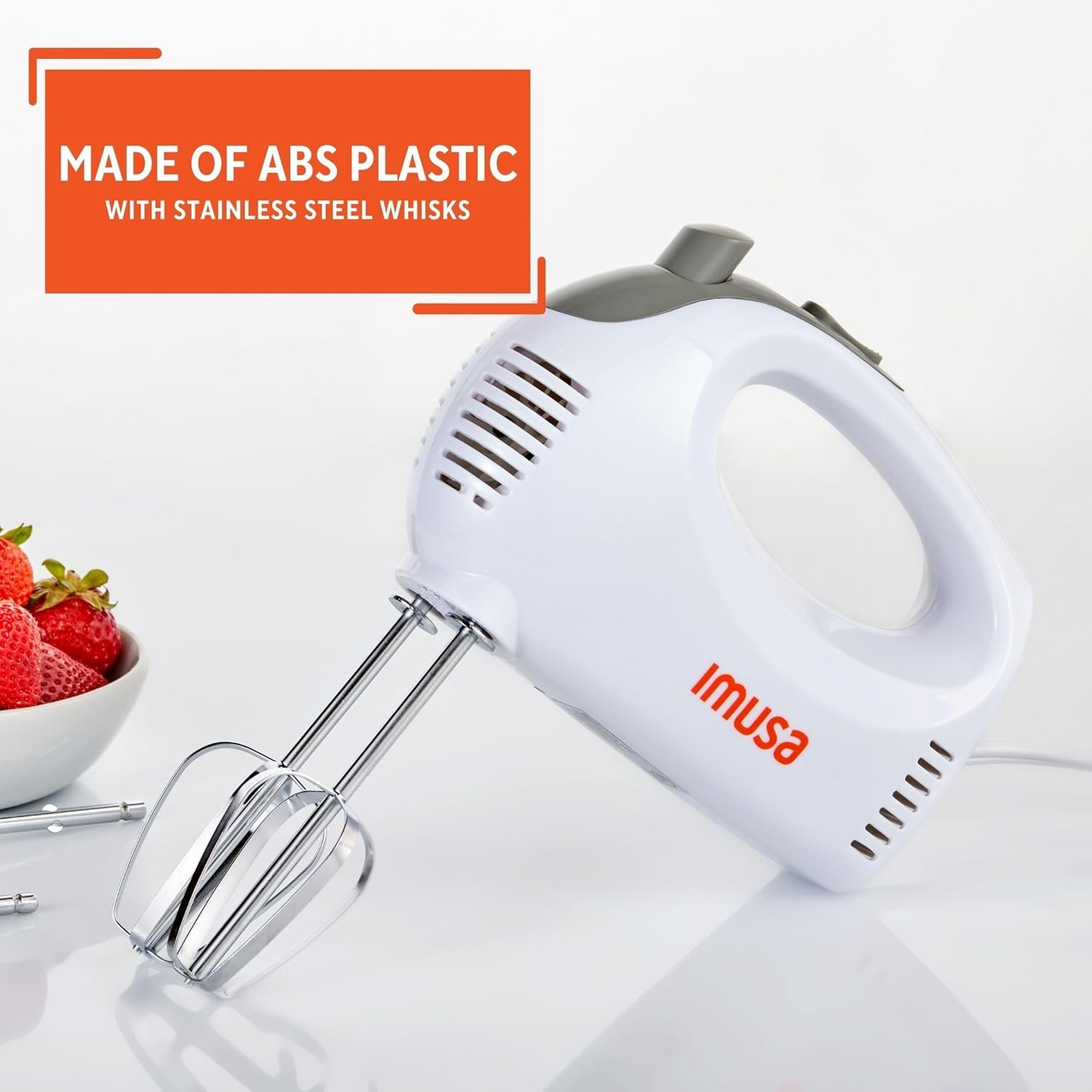 IMUSA USA Hand Mixer with Case 5-Speed ,White, Small - Image 3