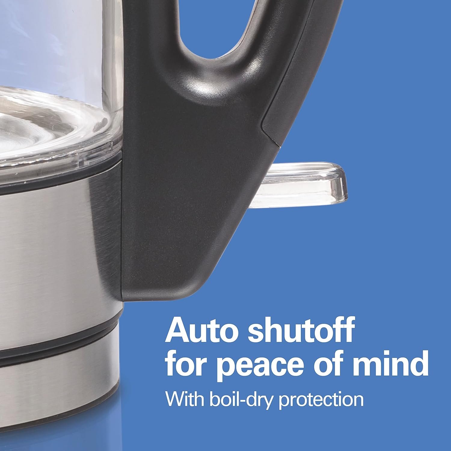 Hamilton Beach Glass Electric Tea Kettle, Water Boiler & Heater, 1 Liter, 1500 Watts for Fast Boiling, BPA Free, Cordless Serving, Auto-Shutoff & Boil-Dry Protection, Soft Blue LED (40930) - Image 4