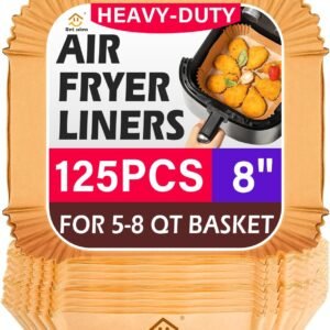 Air Fryer Liners Disposable, 125pcs Non-stick Disposable Airfryer Liners, 8 Inch Unbleached Parchment Paper, Square Air Fryer Paper Liners for 5-8QT Air Fryer, Baking, Roasting Microwave