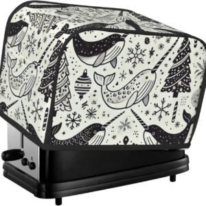 2-Slice Toaster Cover Narwhal Marry Christmas,Polyester Kitchen Appliance Protector