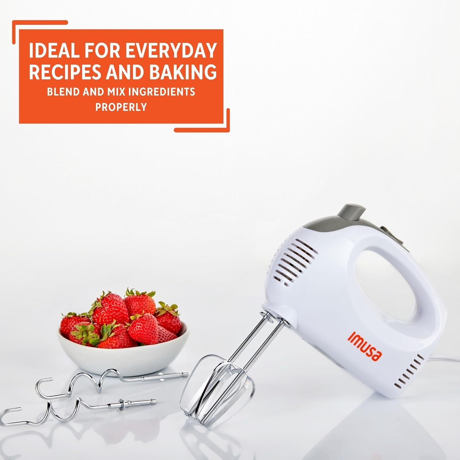 IMUSA USA Hand Mixer with Case 5-Speed ,White, Small - Image 7