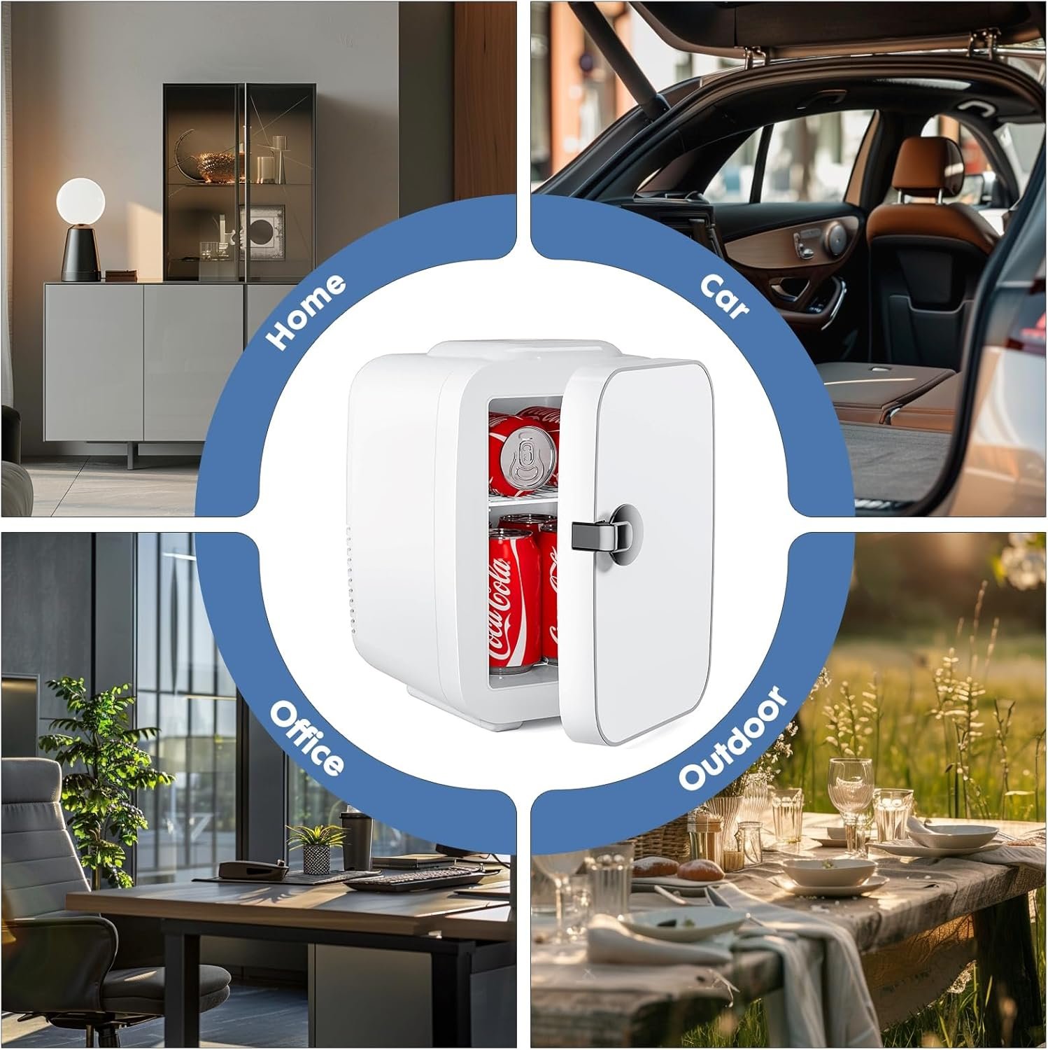 FAB&DELUXE Mini Fridge, 4 Liter/6 Can Portable Cooler & Warmer Compact Refrigerator for Skincare, Cosmetics, Beverage, Food, Great for Bedroom, Office, Dorm, Car - White - Image 8