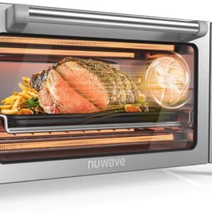 Nuwave Bravo Pro Smart 21QT Toaster Oven Air Fryer Combo, Convection Oven Countertop, 10 functions all in 1, with even & quick crisp technology, 50-450°F, 1800W, Stainless Steel