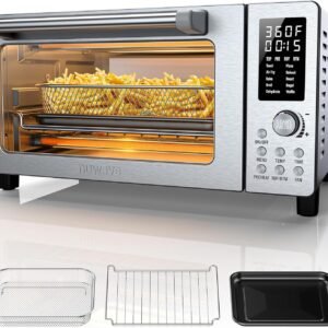 Nuwave Bravo Pro Convection Air Fryer Toaster Oven Combo, 2025 New and Improved, 10-in-1, 50°-450°F Temp Controls, Quick & Even Crisp Technology, 21Qt Capacity, Stainless Steel, PFAS Free