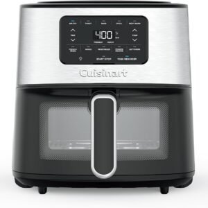 Cuisinart Air Fryer Oven, 6-Qt Basket Stainless Steel Air Fryer, Kitchen Dishwasher-Safe Parts with 5 Presets Roast, Bake, Broil, Air Fry and Keep Warm, Quick & Easy Electric Fryer, AIR-200