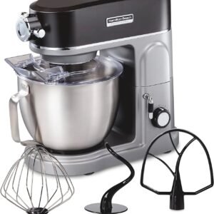 Hamilton Beach Professional All-Metal Stand Mixer with Specialty Attachment Hub, 5 Quart Bowl, 12 Speeds, Includes Flat Beater, Dough Hook, Whisk (63240)