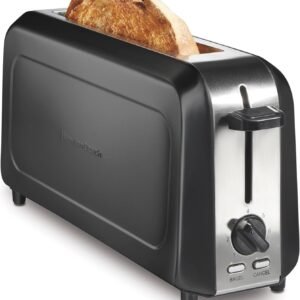 Hamilton Beach Extra Long Slot 2 Slice Toaster with Browning Control, Bagel Function, Cancel Button & Auto Shutoff, Modern Slim Design Fits Any Space, Black (22989)
