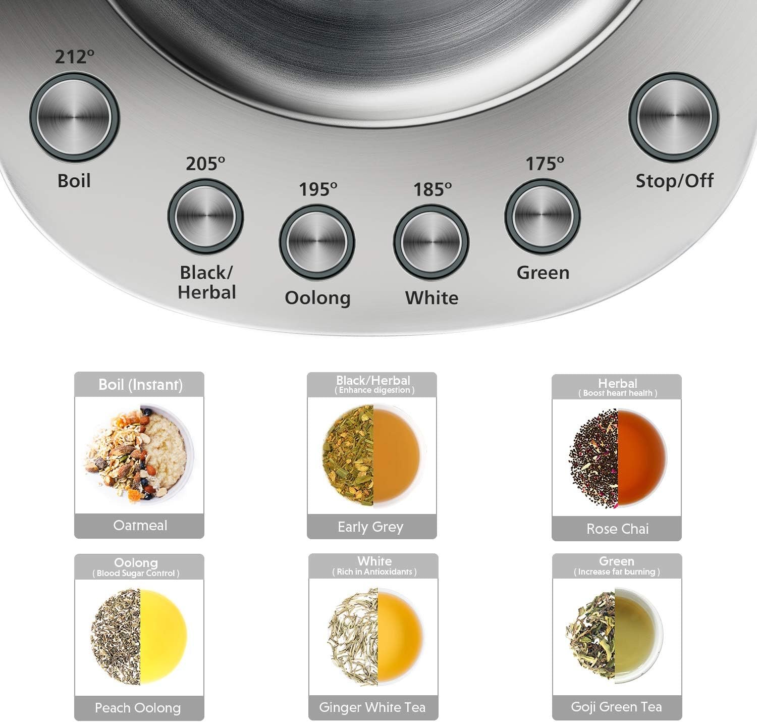 BUYDEEM K2423 Tea Maker, 316 Stainless Steel & Heat Resistant DURAN Glass Electric Kettle, Removable Infuser, Auto Keep Warm, 1.2L - Image 4