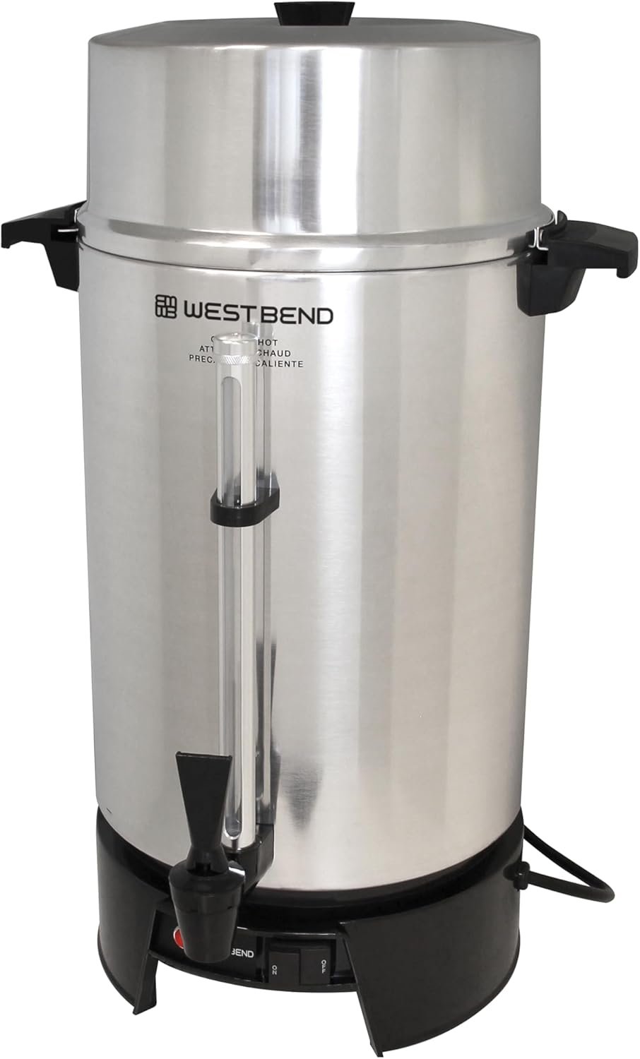 West Bend 33600 Coffee Urn Commercial Highly-Polished Aluminum NSF Approved Features Automatic Temperature Control Large Capacity with Fast Brewing and Easy Clean Up, 100-Cup, Silver - Image 9