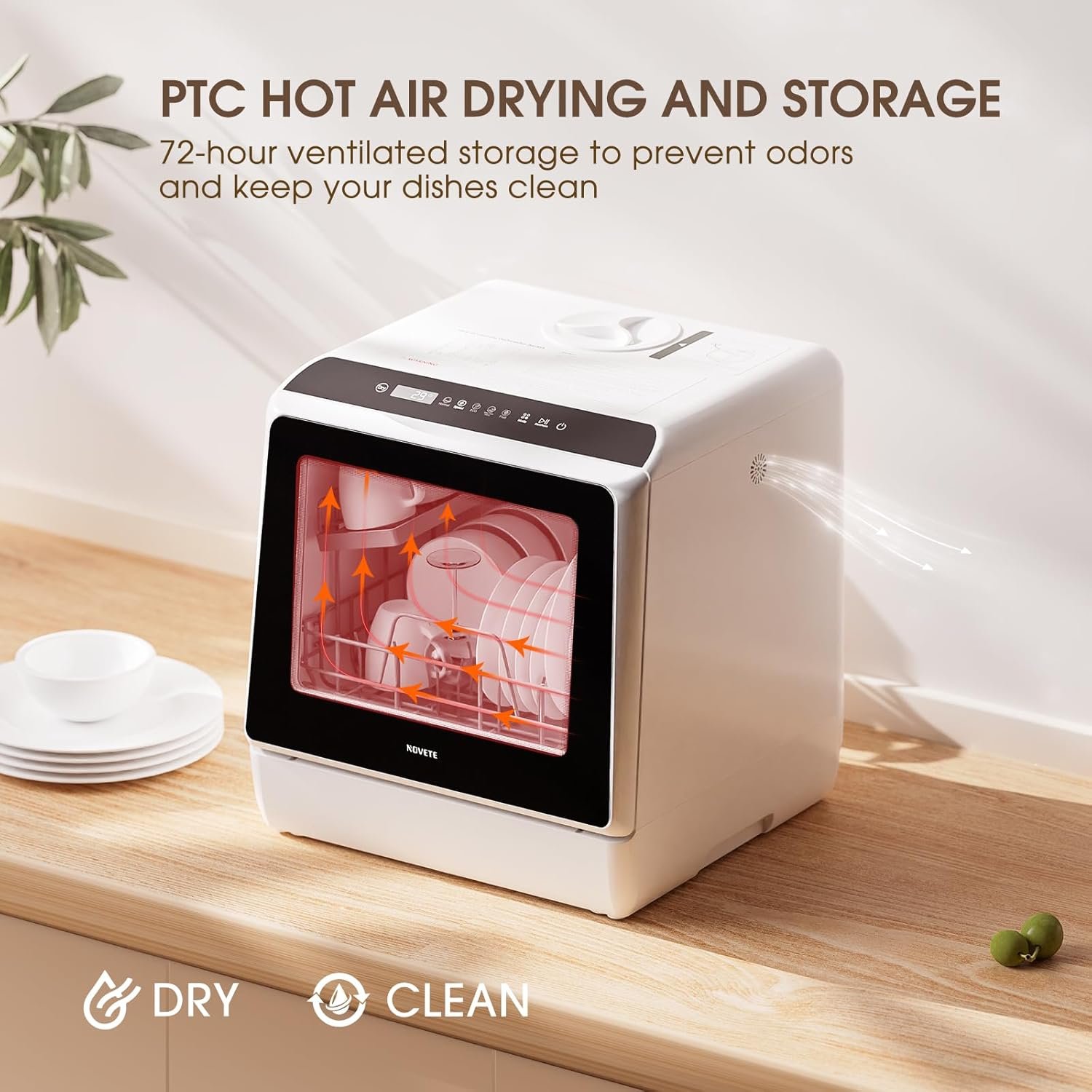 Portable Countertop Dishwashers, Compact Dishwashers with 5 L Built-in Water Tank & Inlet Hose, 5 Washing Programs, Baby Care, Air-Dry Function and LED Light for Small Apartments - Image 5