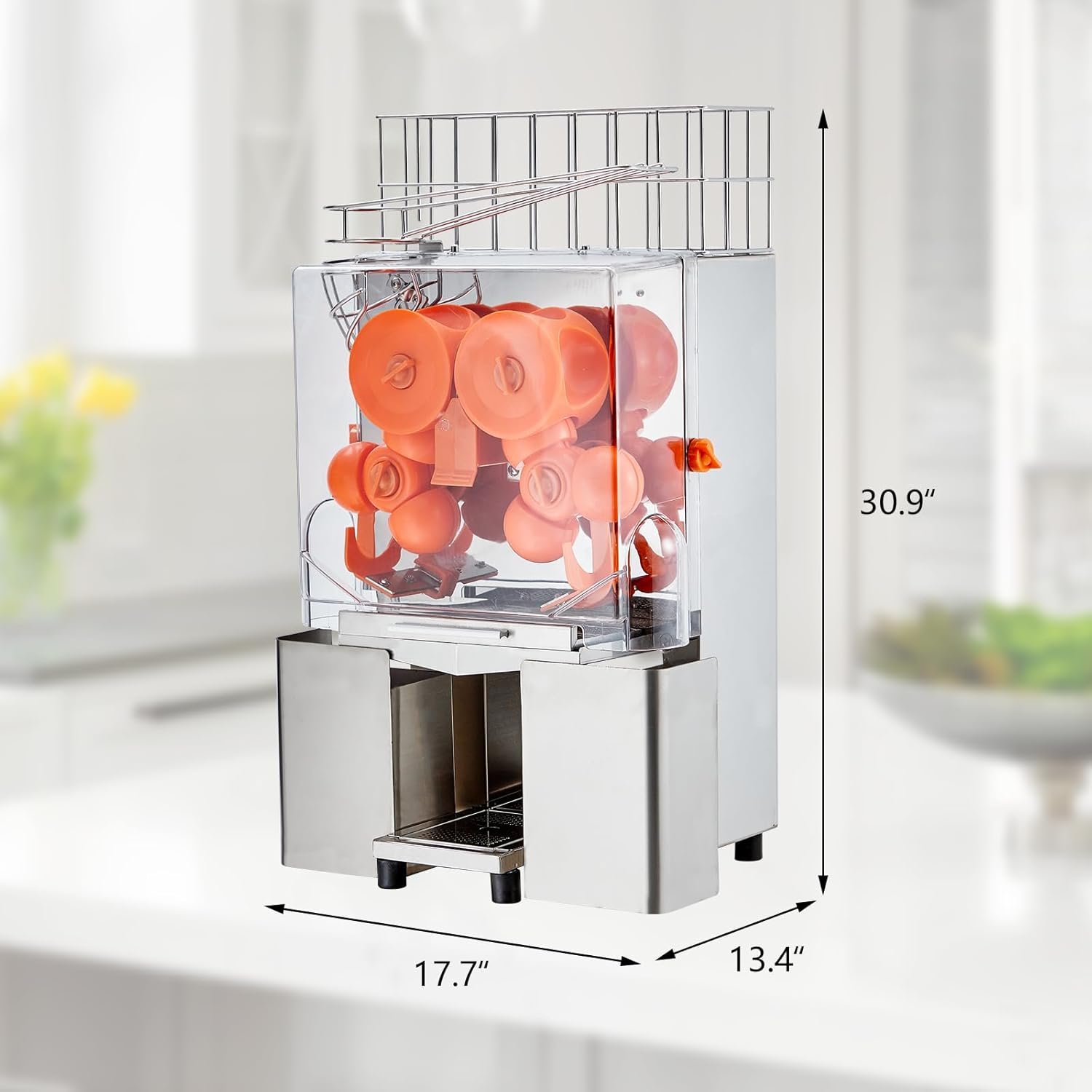 Commercial Juicer Machine, 110V 120W Orange Squeezer for 22-30 per Minute, Electric Orange Juice Machine with Pull-Out Filter Box SUS 304 Tank PP Cover and 2 Collecting Buckets - Image 3