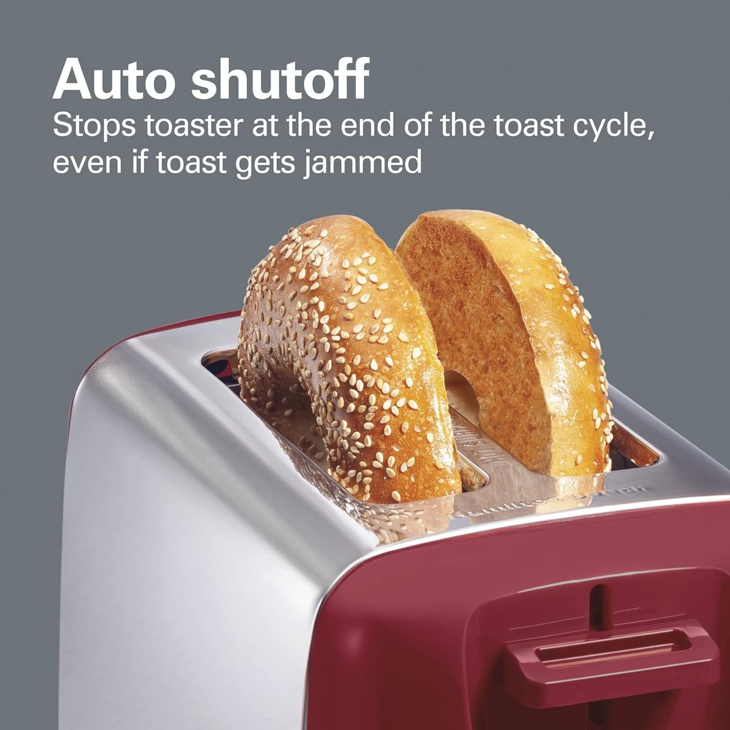 Hamilton Beach 2 Slice Toaster with Extra Wide Slots, Shade Selector, Auto-Shutoff, Cancel Button and Toast Boost, Red - Image 5