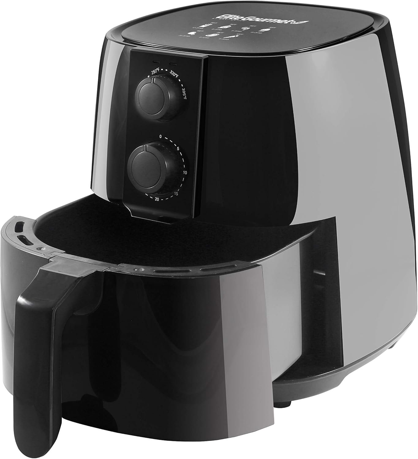 Elite Gourmet EAF4617 Electric Digital Hot Air Fryer, 1350Watts, Oil-Less Healthy Cooker, Timer & Temperature Controls, 4 Quart, Black - Image 2