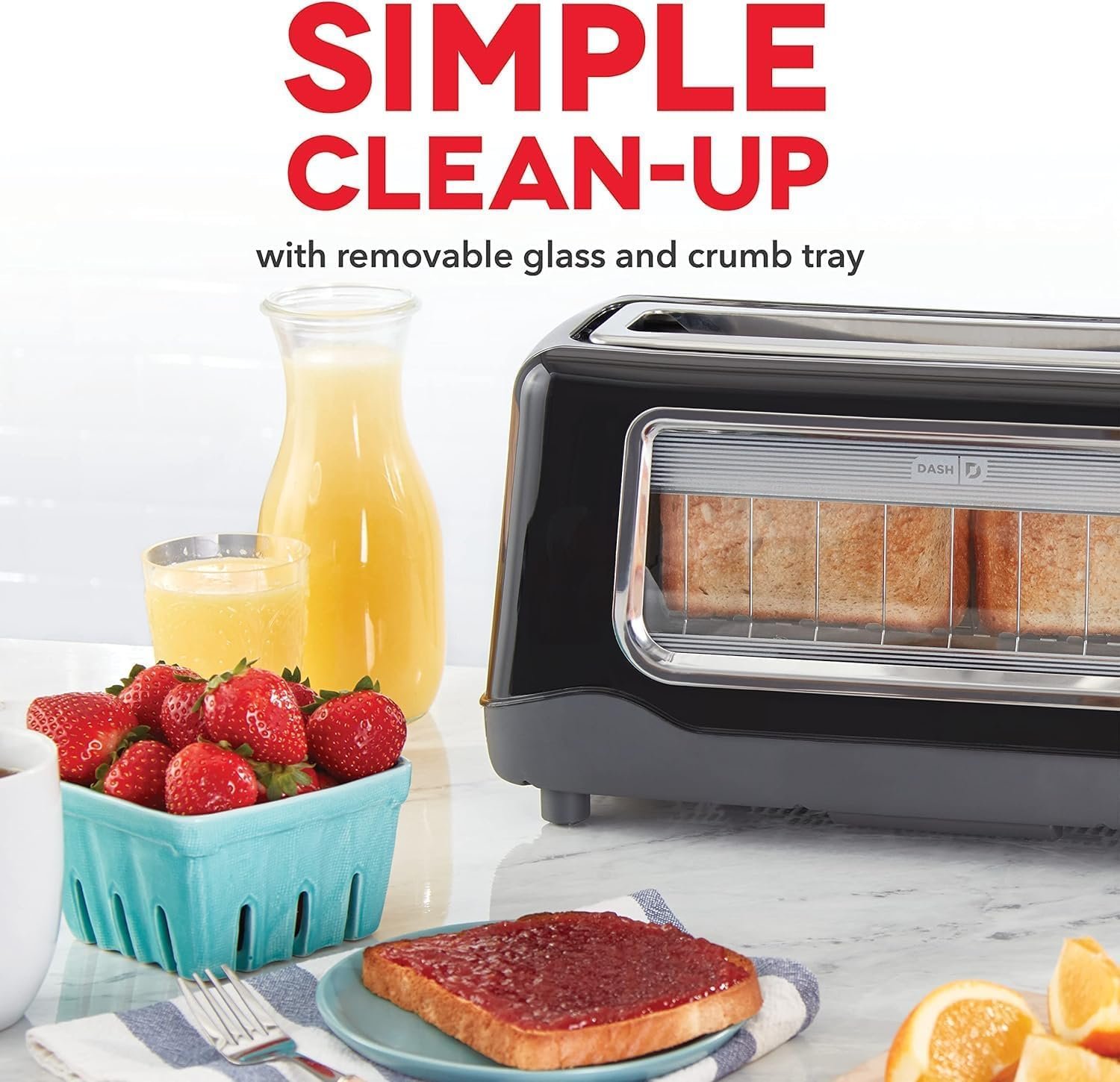 DASH Clear View Toaster - Compact Design with 7 Browning Levels & Clear-View Window, Extra-Wide Slot Large Toaster, 1-Touch Defrost, Reheat & Bagel Functions - Easy Clean Up Crumb Tray (Black) - Image 5