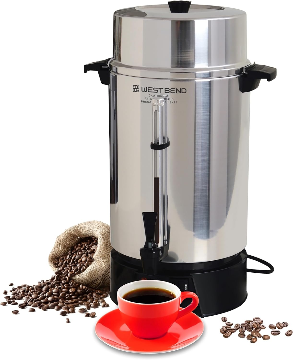 West Bend 33600 Coffee Urn Commercial Highly-Polished Aluminum NSF Approved Features Automatic Temperature Control Large Capacity with Fast Brewing and Easy Clean Up, 100-Cup, Silver - Image 7