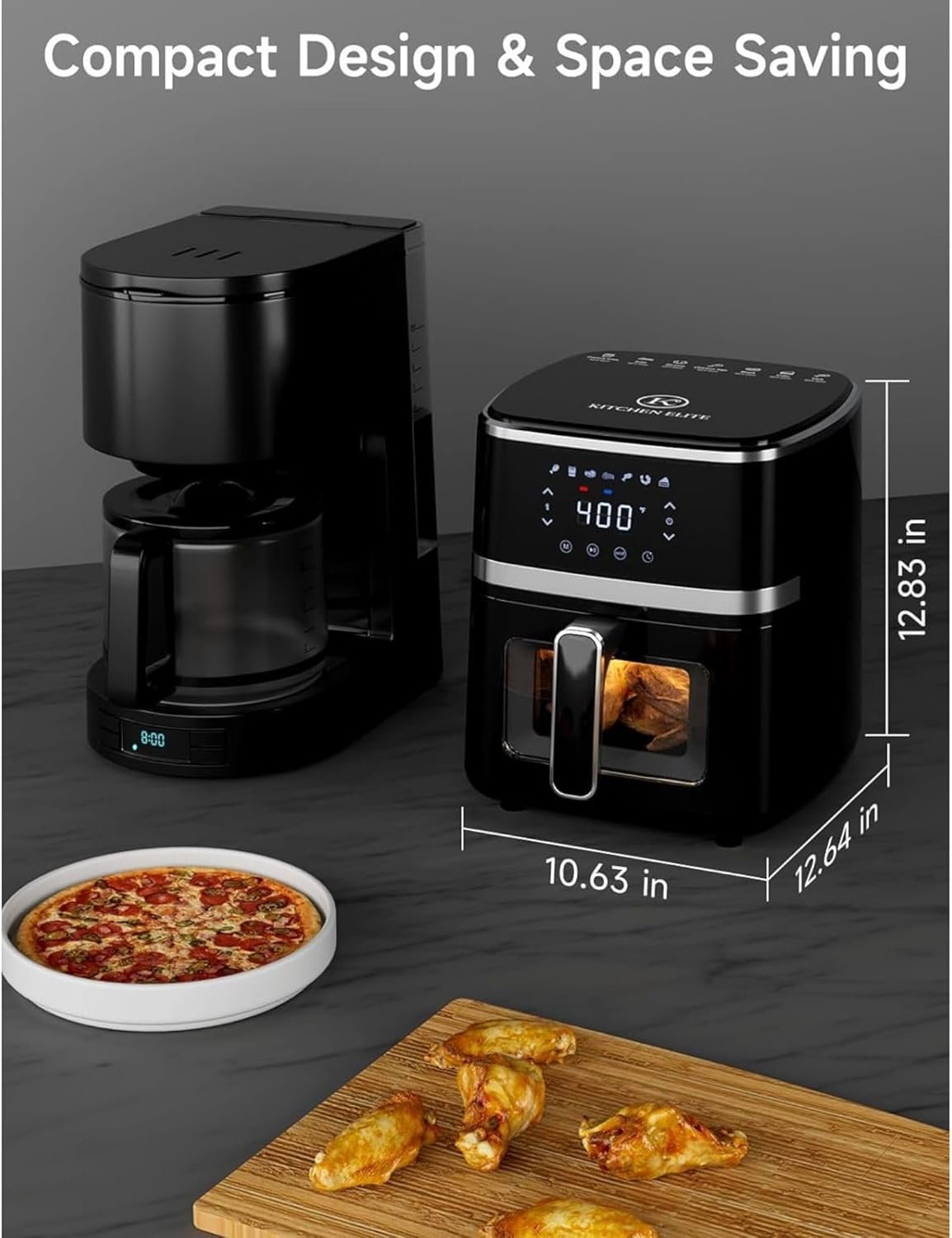 Digital Air Fryer Oven, Compact Cooker with Window, 7 Presets, Nonstick Basket for Fast Cooking, Easy Cleanup, 5.28 Quart, Black - Image 2