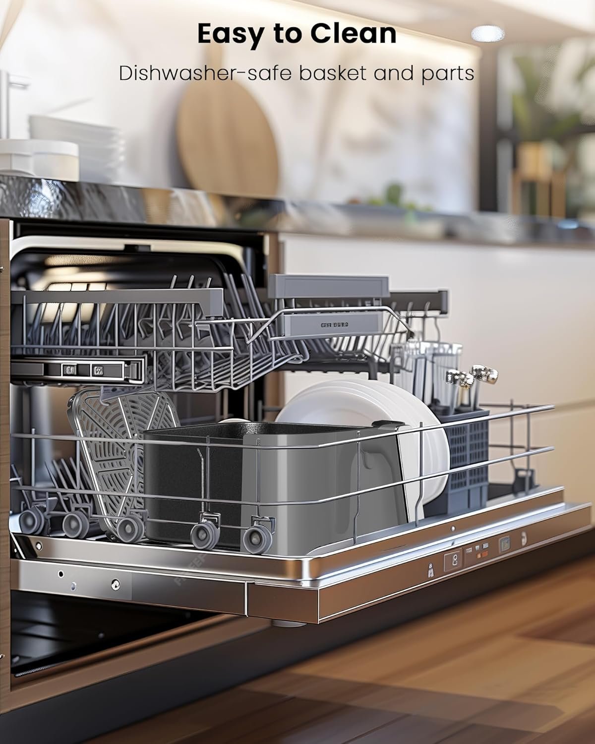 Nuwave Brio Plus Air Fryer 8 Qt, New & Improved, PFAS-FREE, 7 Digital One-Touch Cook Functions that AIR FRY, BAKE, ROAST, DEHYDRATE, TOAST, REHEAT, PREHEAT, 150 Presets, 50°F~400°F (Cool Gray) - Image 8